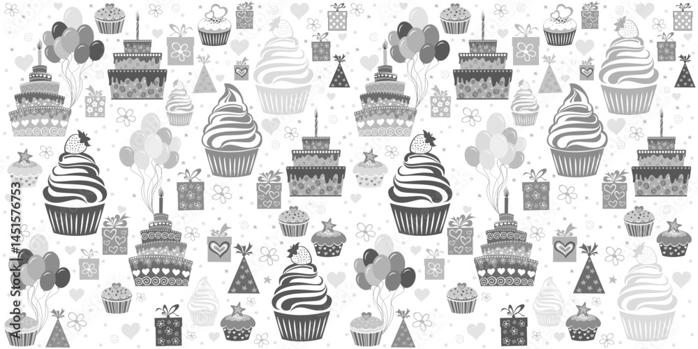Fototapeta premium Seamless pattern with cupcakes. Vector illustration 