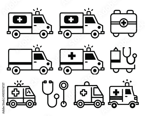 ambulance icon set