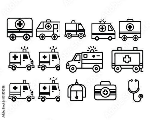 ambulance icon set