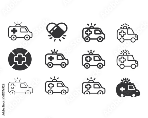 ambulance icon set
