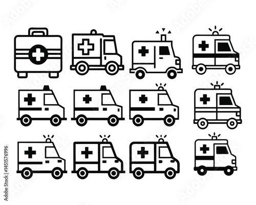 ambulance icon set