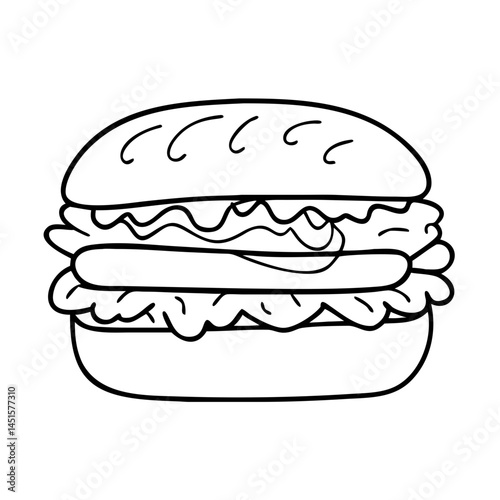pulled pork sandwich icon, pulled pork sandwich line art - simple line art of pulled pork sandwich, perfect for pulled pork sandwich logos and icons