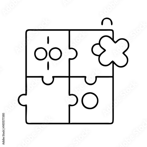 puzzle solving icon, puzzle solving line art - simple line art of puzzle solving, perfect for puzzle solving logos and icons