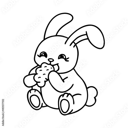 rabbit chewing toy icon, rabbit chewing toy line art - simple line art of rabbit chewing toy, perfect for rabbit chewing toy logos and icons