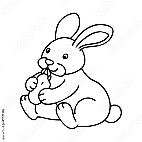 rabbit chewing toy icon, rabbit chewing toy line art - simple line art of rabbit chewing toy, perfect for rabbit chewing toy logos and icons