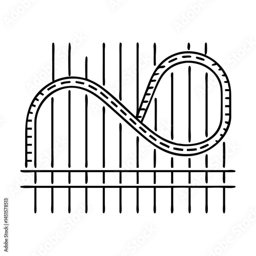 roller coaster tracks icon, roller coaster tracks line art - simple line art of roller coaster tracks, perfect for roller coaster tracks logos and icons