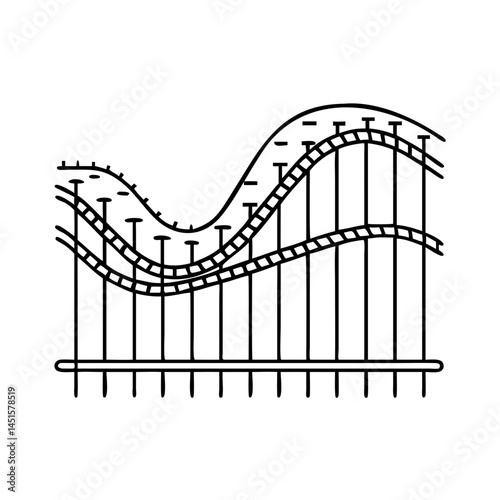 roller coaster tracks icon, roller coaster tracks line art - simple line art of roller coaster tracks, perfect for roller coaster tracks logos and icons