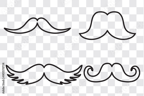mustache silhouette vector set, moustache icon collection