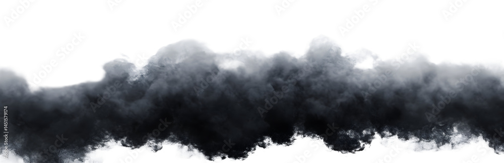 Fototapeta premium Black clouds. Clouds with transparent background of black color. Overlay, realistic smoke fog overlay. Backgrounds with cloud textures with transparencies