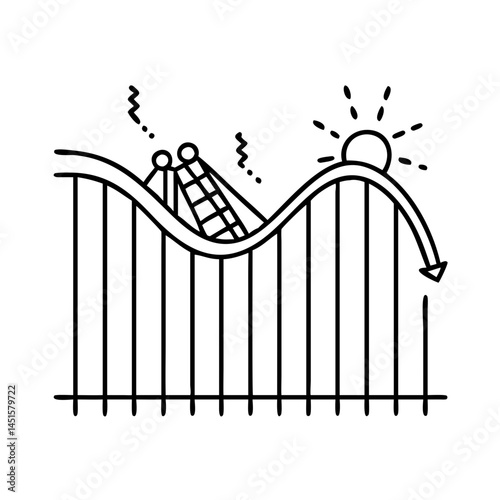 scary roller coaster drop icon, scary roller coaster drop line art - simple line art of scary roller coaster drop, perfect for scary roller coaster drop logos and icons