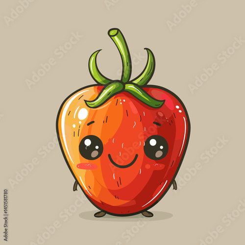 Cute kawaii strawberry character. Vector flat cartoon character illustration icon design