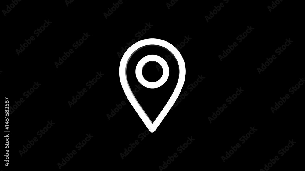 location 3d pin animation of red spinning in Green, blue, black and white background. rotating on 4k graphic pins gps pointer map