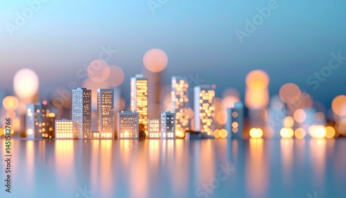 A soft digital illustration of a city skyline with glowing small shops and offices, symbolizing the backbone of small enterprises