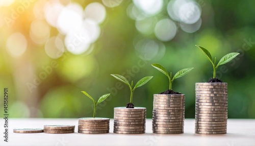 Abstract design of plants growing from coins, representing the sustainable growth and success of MSMEs