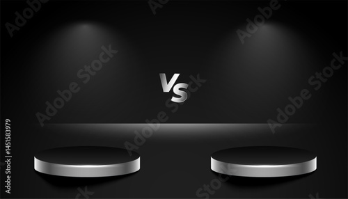 duel product clash versus banner with 3d podium and spot light effect