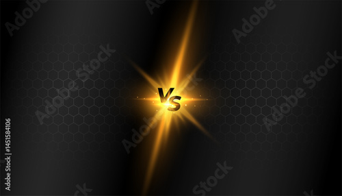 versus vs honeycomb pattern dark background with shiny light effect