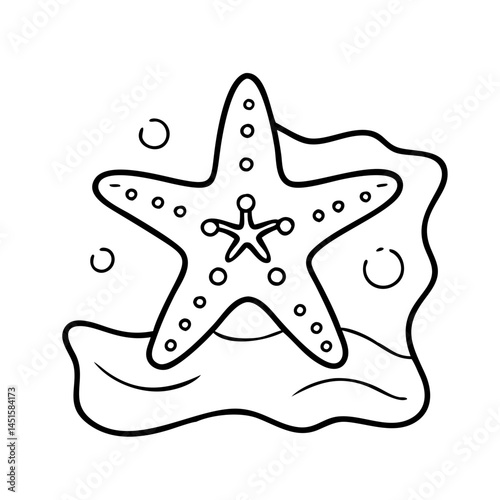 starfish in tide pool icon, starfish in tide pool line art - simple line art of starfish in tide pool, perfect for starfish in tide pool logos and icons