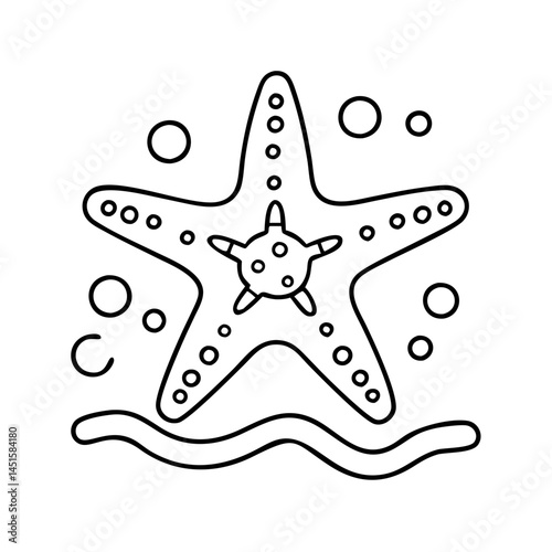 starfish in tide pool icon, starfish in tide pool line art - simple line art of starfish in tide pool, perfect for starfish in tide pool logos and icons