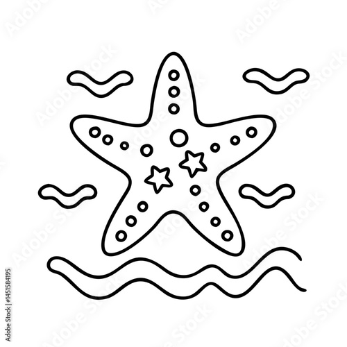 starfish in tide pool icon, starfish in tide pool line art - simple line art of starfish in tide pool, perfect for starfish in tide pool logos and icons