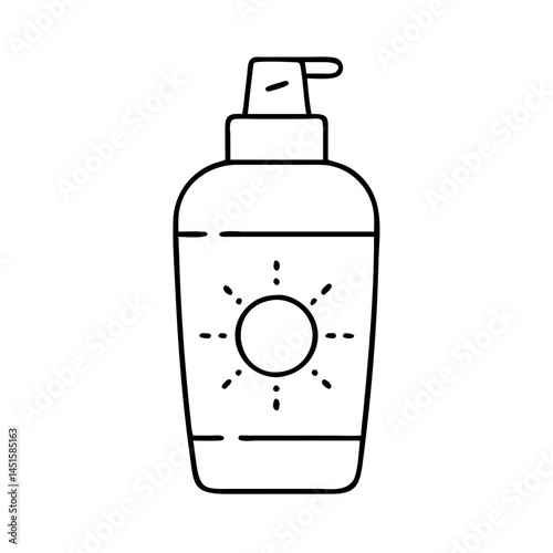 sunscreen bottle icon, sunscreen bottle line art - simple line art of sunscreen bottle, perfect for sunscreen bottle logos and icons