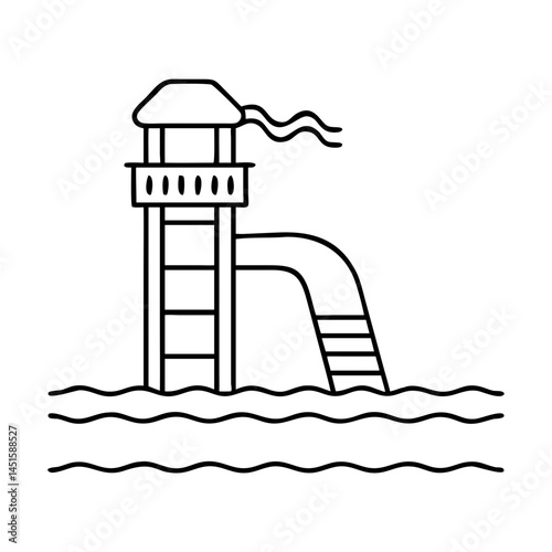 water slide icon, water slide line art - simple line art of water slide, perfect for water slide logos and icons