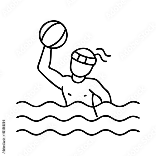 water polo player icon, water polo player line art - simple line art of water polo player, perfect for water polo player logos and icons