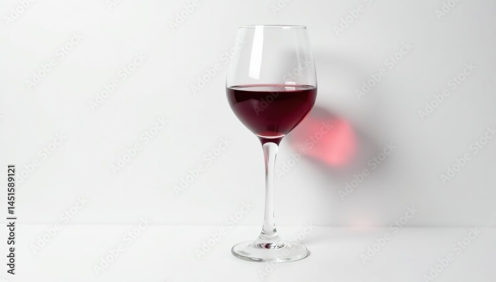 Single glass of red wine against pristine white, sharp focus, clear, photography Single glass of red wine against pristine white, sharp focus, clear, photography
