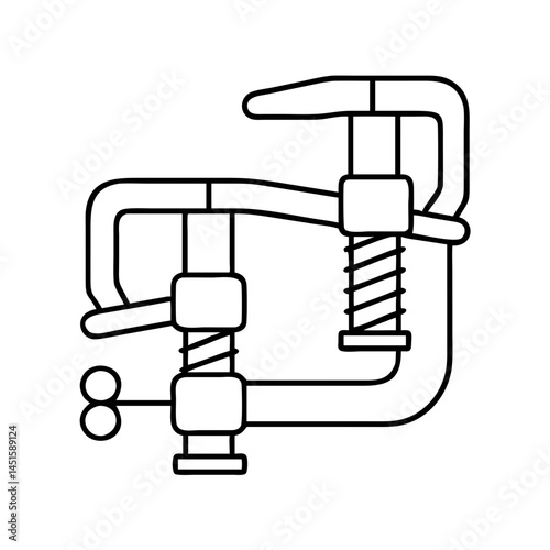 woodworking clamps icon, woodworking clamps line art - simple line art of woodworking clamps, perfect for woodworking clamps logos and icons
