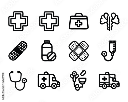 first aid icon set