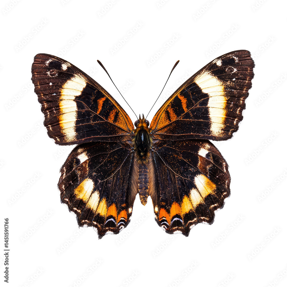 Fototapeta premium Nymphalis antiopa butterfly perched gracefully on a transparent background showcasing vibrant colors and exquisite details, Nymphalis antiopa butterfly, isolated on transparent background
