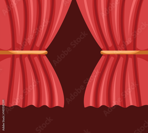 red and elegant curtain illustration
