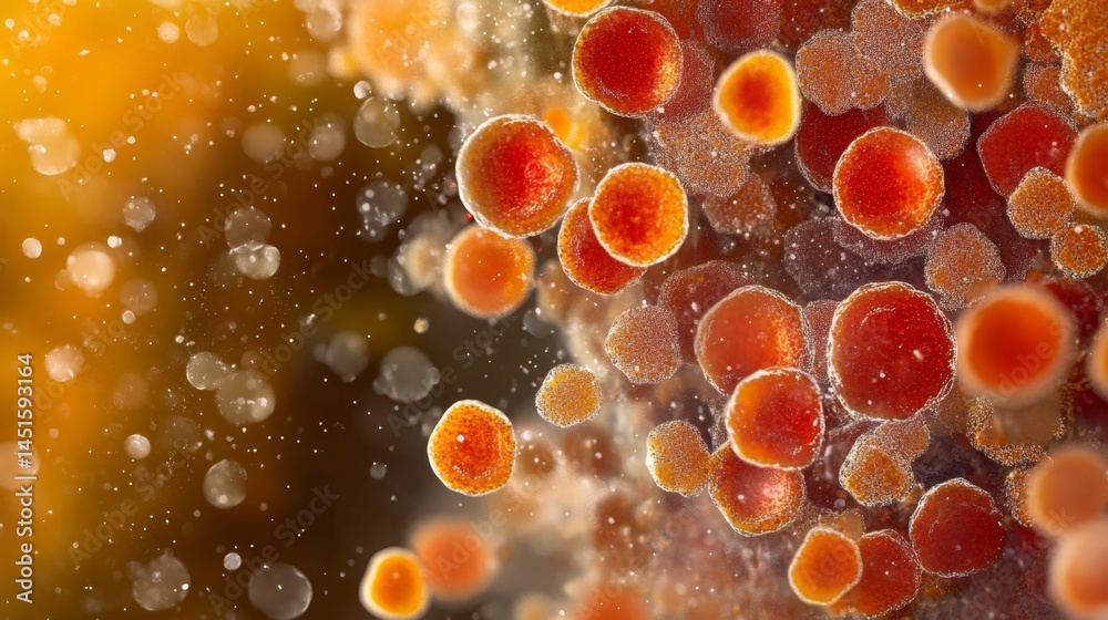 Microscopic View Showcasing Blood Platelets Aggregating in a Vivid Display of Cellular Activity