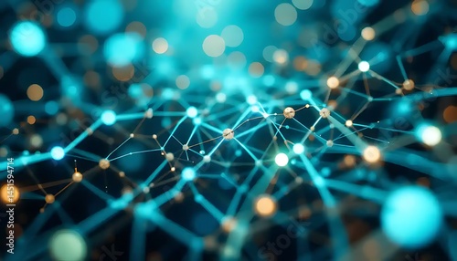 Abstract network connection background with glowing nodes and lines digital art