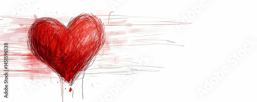 Obraz na płótnie Red heart sketch, motion blur, love w salonie