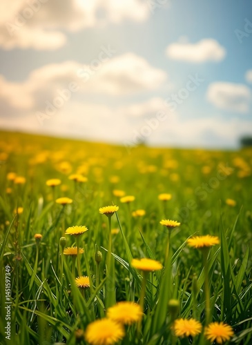 Bright and Airy Yellow Flower Field on a Sunny Day