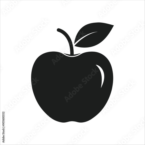 Fresh Apple icon of silhouette vector illustration on white background