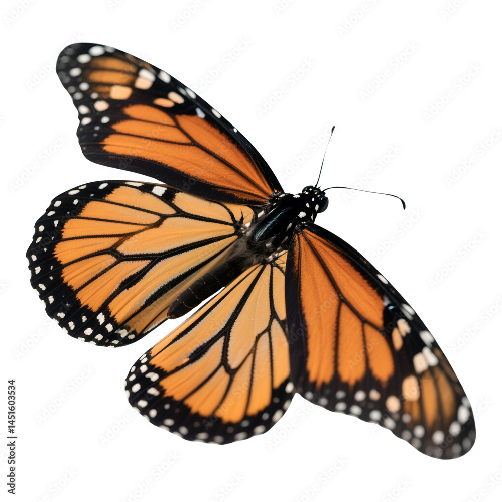Fototapeta premium Monarch Butterfly Stunning Wings, Vibrant Colors, Close-Up View