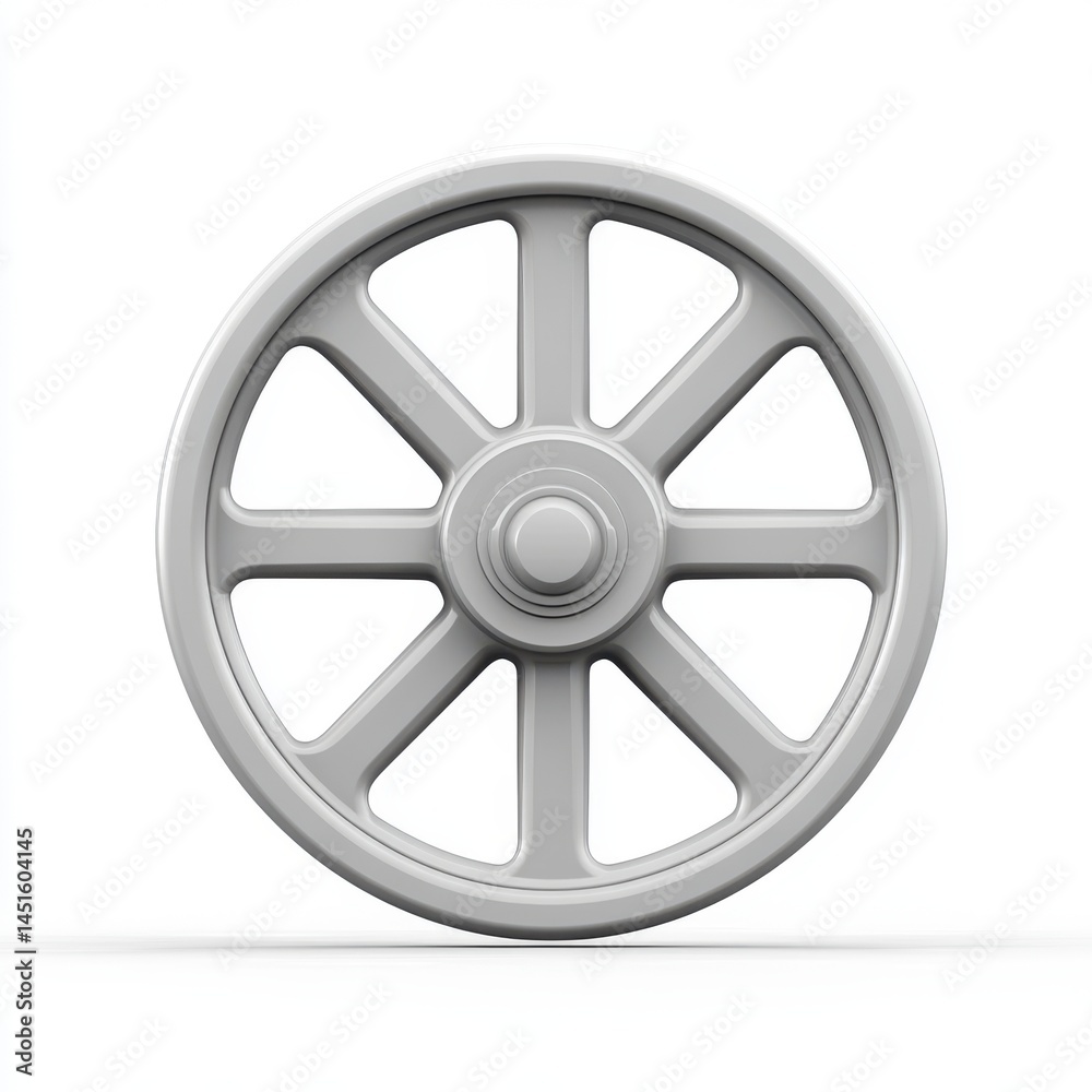 Obraz premium Eight Spoked Wheel 3D Render Light Gray Simple Geometry