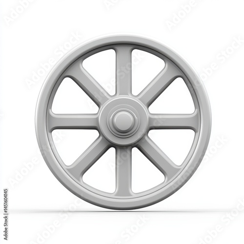 Eight Spoked Wheel 3D Render Light Gray Simple Geometry