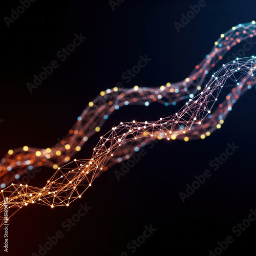 Abstract Glowing Network Connection on Dark Background