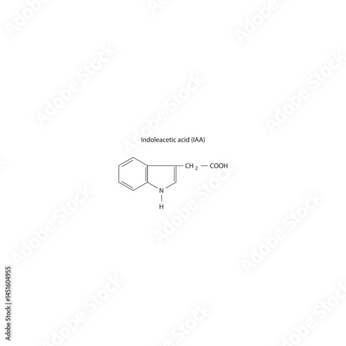 Indoleacetic acid molecular structure, auxin compound skeletal formula. Simple schematic illustration.