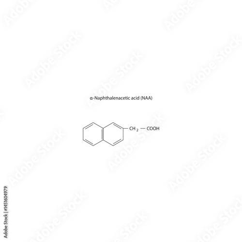 α-Naphthalenacetic acid molecular structure, auxin compound skeletal formula. Simple schematic illustration.