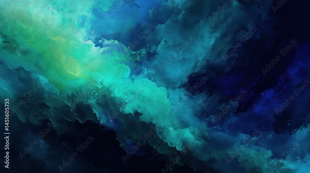 Obraz premium Abstract swirling cloudscape of teal, turquoise, and indigo hues