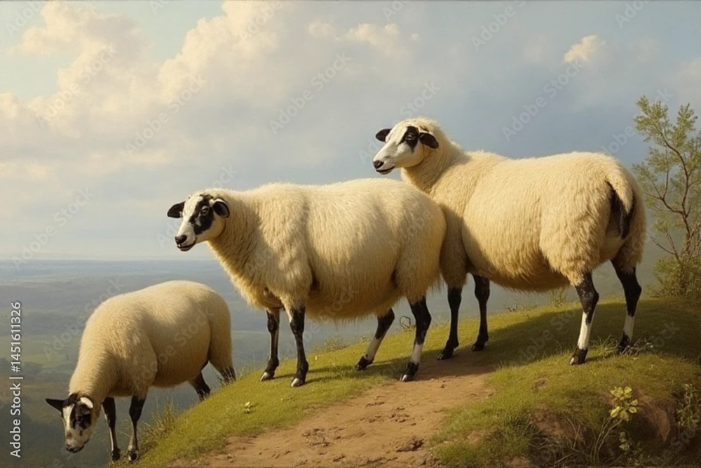 Fototapeta premium sheep and lambs