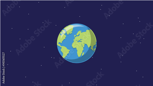 Planet earth or world globe with oceans and water flat Vector illustration.