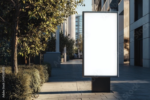 Outdoor Advertising Vertical Billboard in Urban Setting Mockup - Space for Text