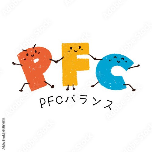 手描きのPFCバランスを表すキャラクター