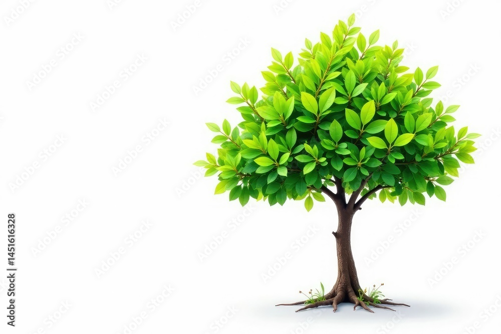 Young tree isolated, showcasing delicate leaves , white background, ecology, vibrant Young tree isolated, showcasing delicate leaves , white background, ecology, vibrant
