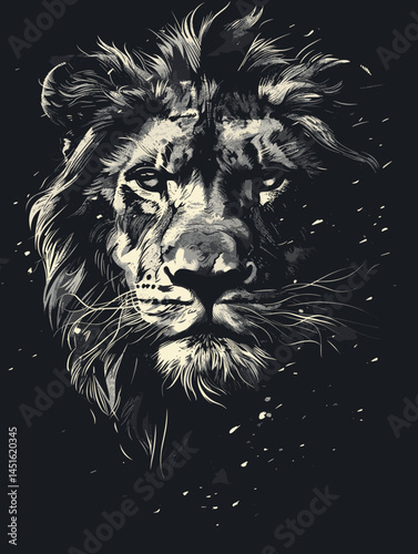 Lion head vector illustration for t-shirt print or poster