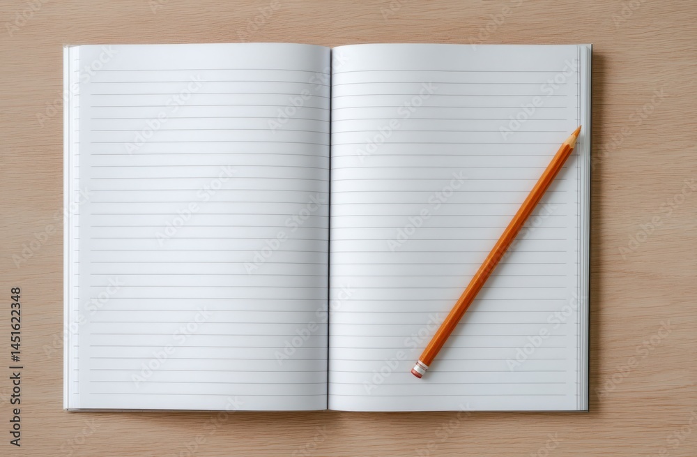 Open Notebook Paper Pages with Pencil for Writing, Sketching, and Note-Taking in Everyday Use Open Notebook Paper Pages with Pencil for Writing, Sketching, and Note-Taking in Everyday Use